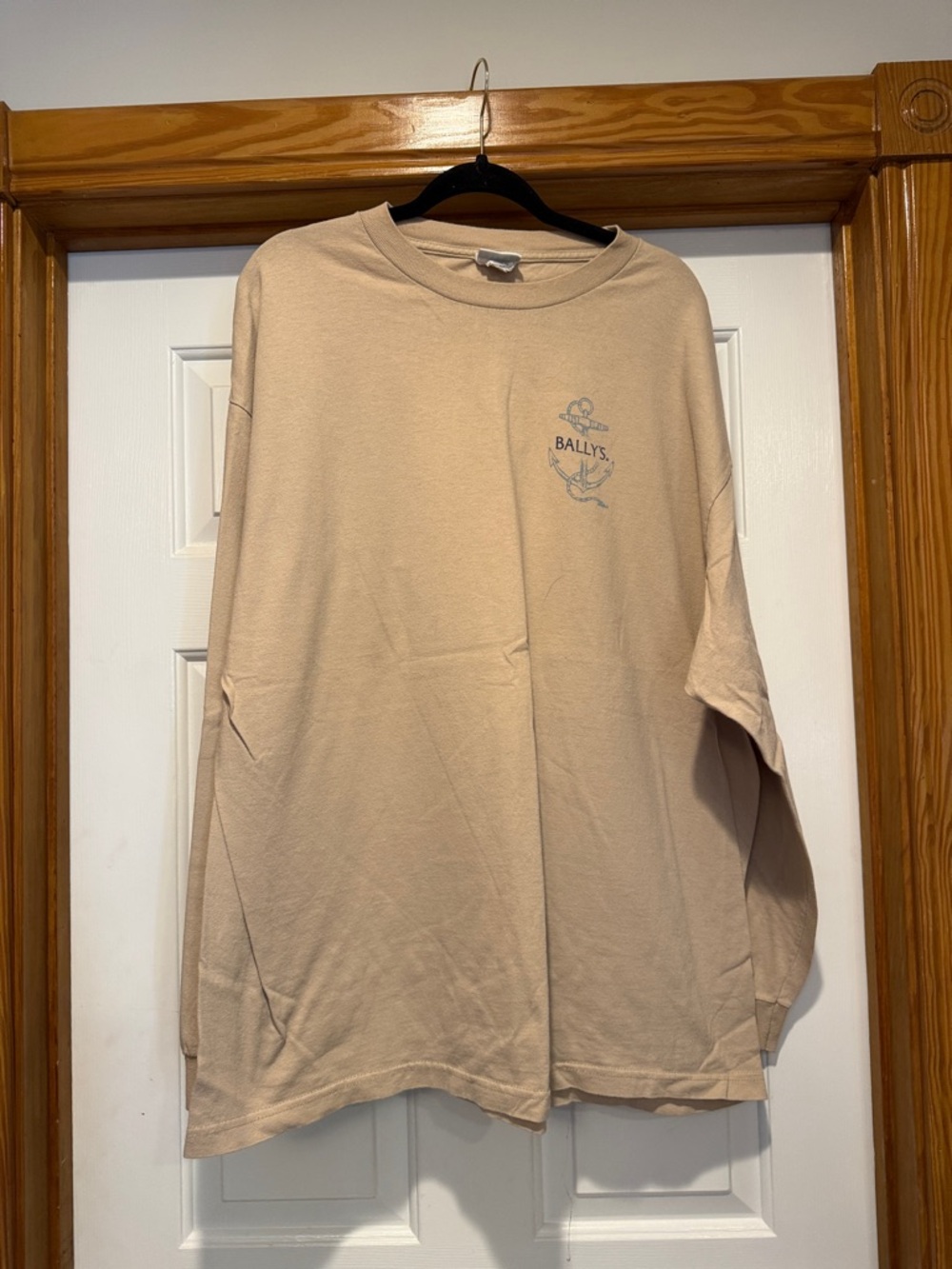 Bally Long Sleeve Tee in Beige with Small Chest Logo